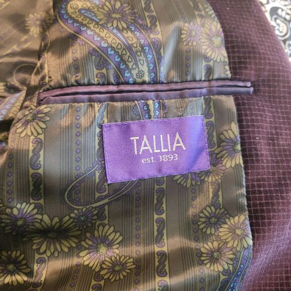 Tallia Mens Blazer Jacket Maroon Size Large Regular Double Vent Single Breasted - Picture 8 of 14